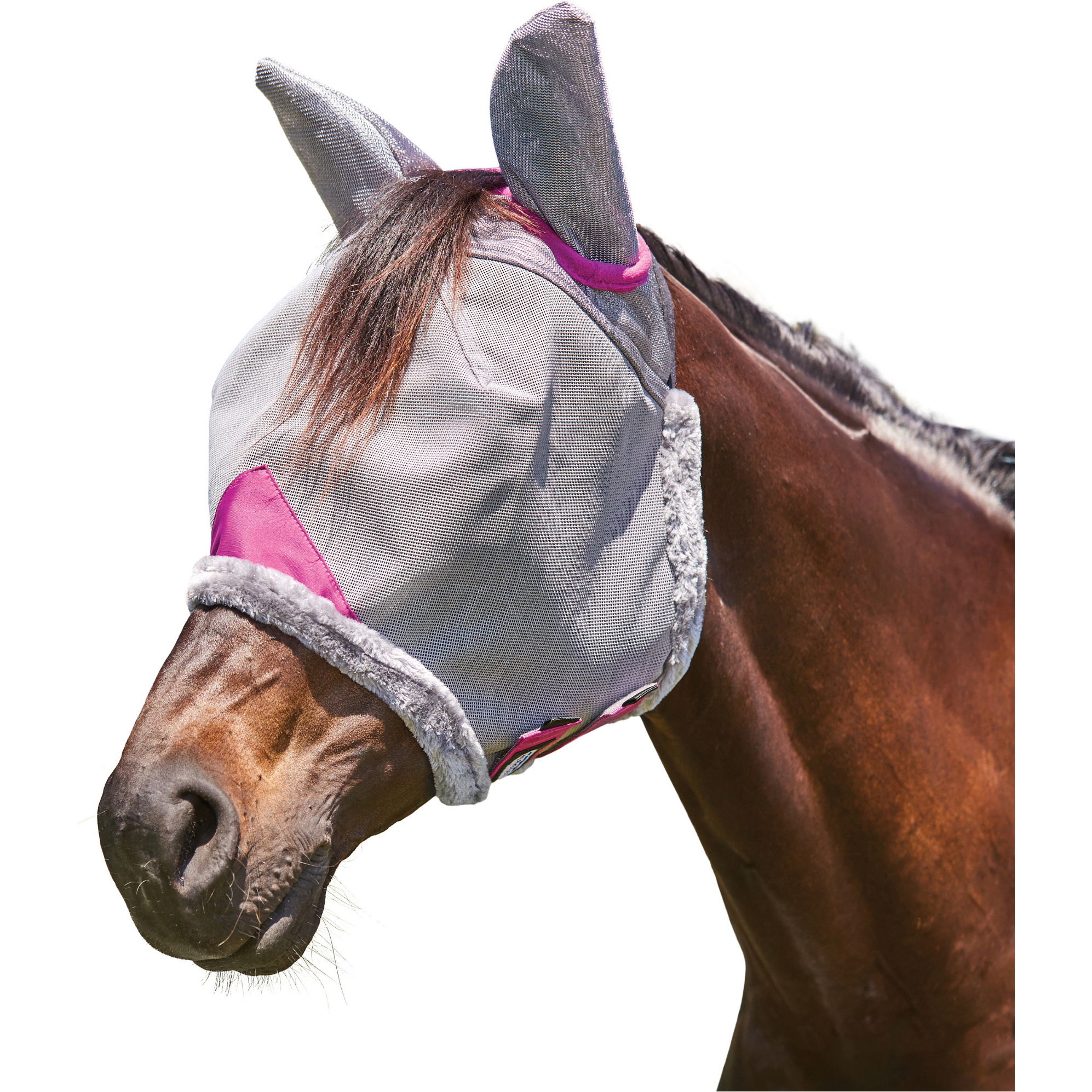 2025 Weatherbeeta Comfitec Deluxe Durable Mesh Mask With Ears 1009429 - Grey Purple
